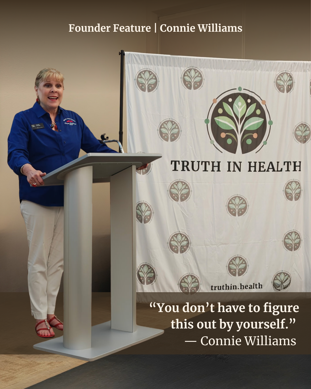 Truth in Health Founder Connie Williams speaking about senior rightsizing and transitioning from the family home