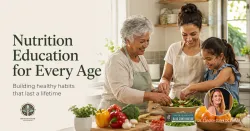Multigenerational family preparing whole foods together in the kitchen